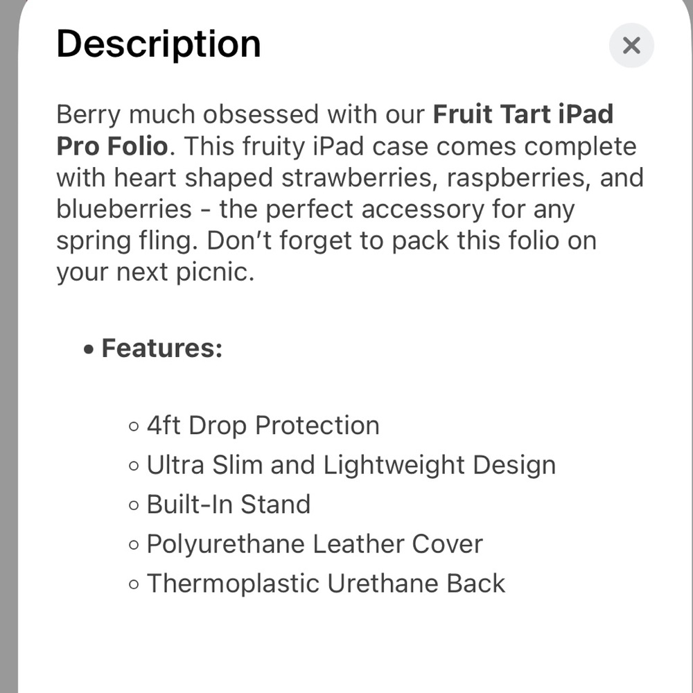 Wildflower Fruit Pattern Tablet Case - Picture 2 of 3